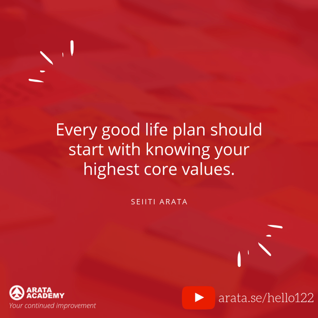 Every good life plan should start with knowing your highest core values. (122) - Seiiti Arata, Arata Academy
