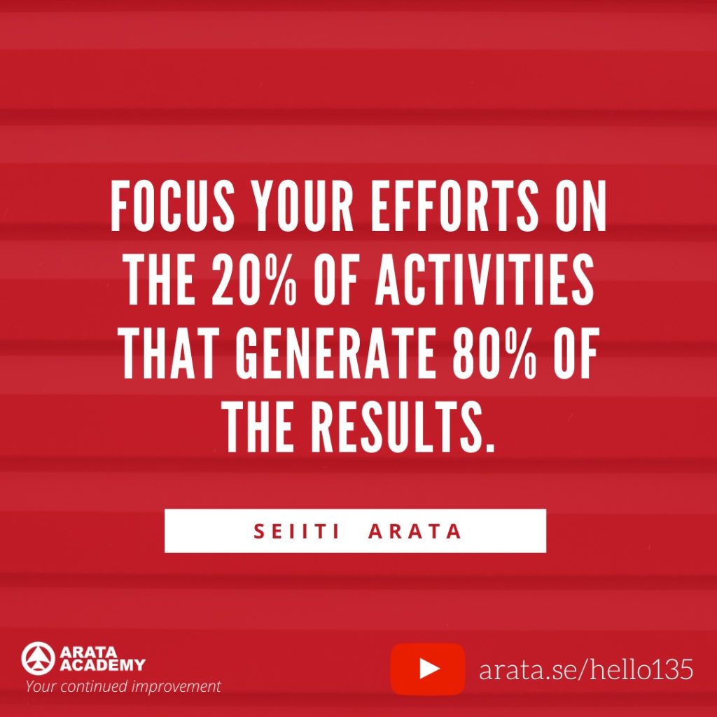 Focus your efforts on the 20% of activities that generate 80% of the results. (135) - Seiiti Arata, Arata Academy