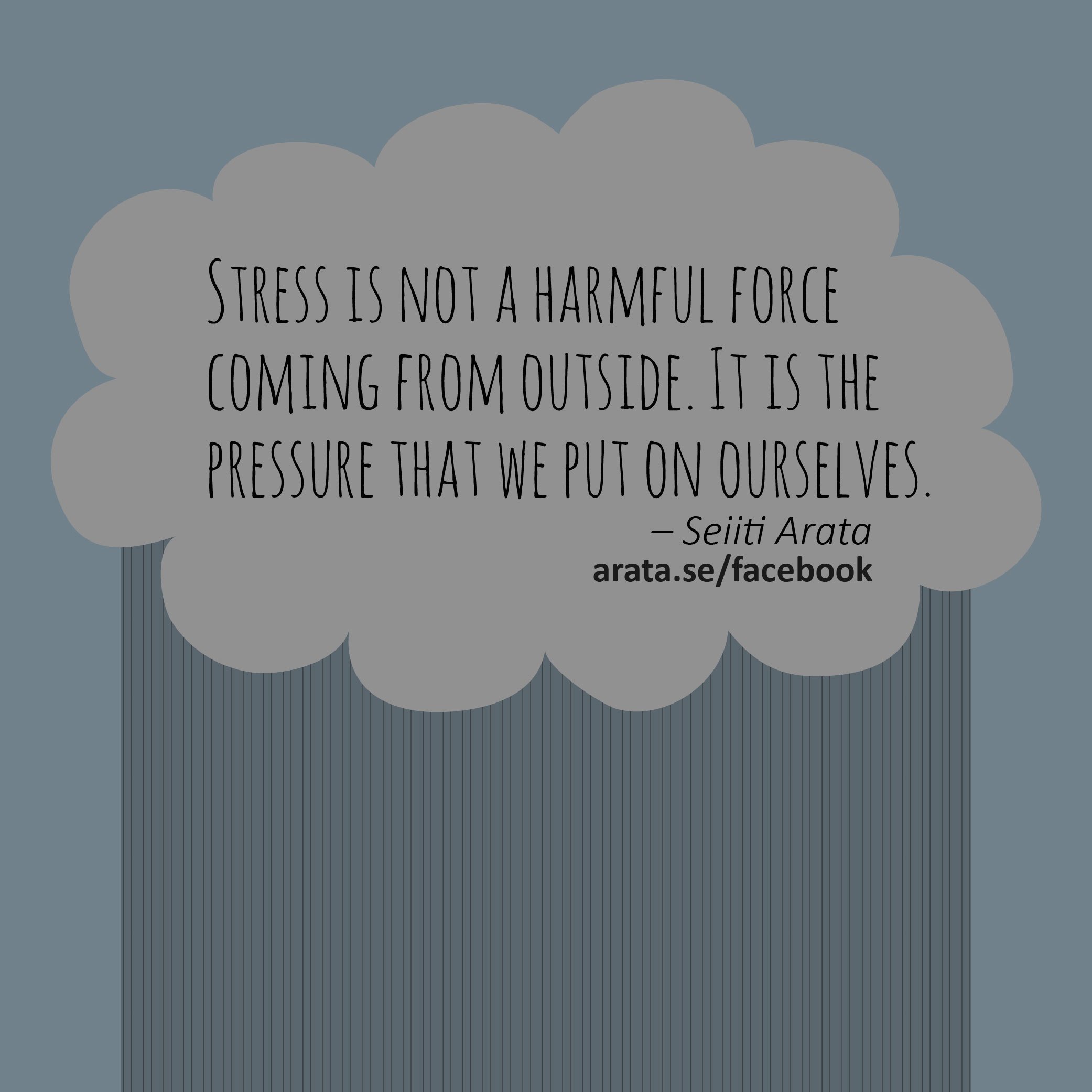 Stress is not a harmful force coming from outside. It is the pressure that we put on ourselves.