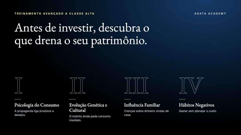 A Classe Alta, quatro cavaleiros da pobreza, Seiiti Arata, Arata Academy