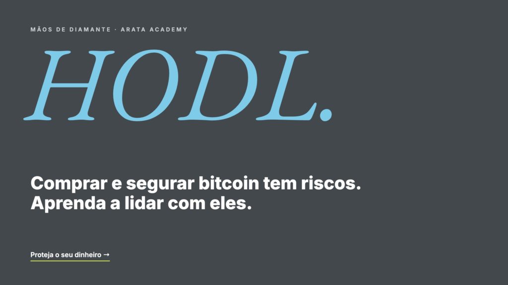Mãos de Diamante, comprar e segurar bitcoin tem riscos, aprenda a lidar com eles, Arata Academy