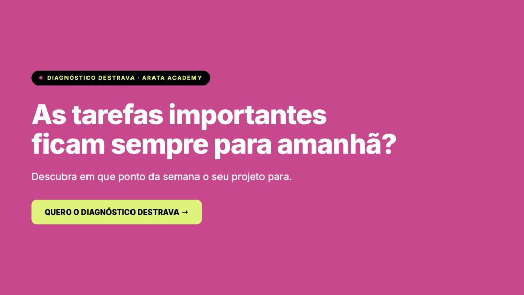 Diagnóstico DESTRAVA, as tarefas importantes ficam sempre para amanhã, Arata Academy
