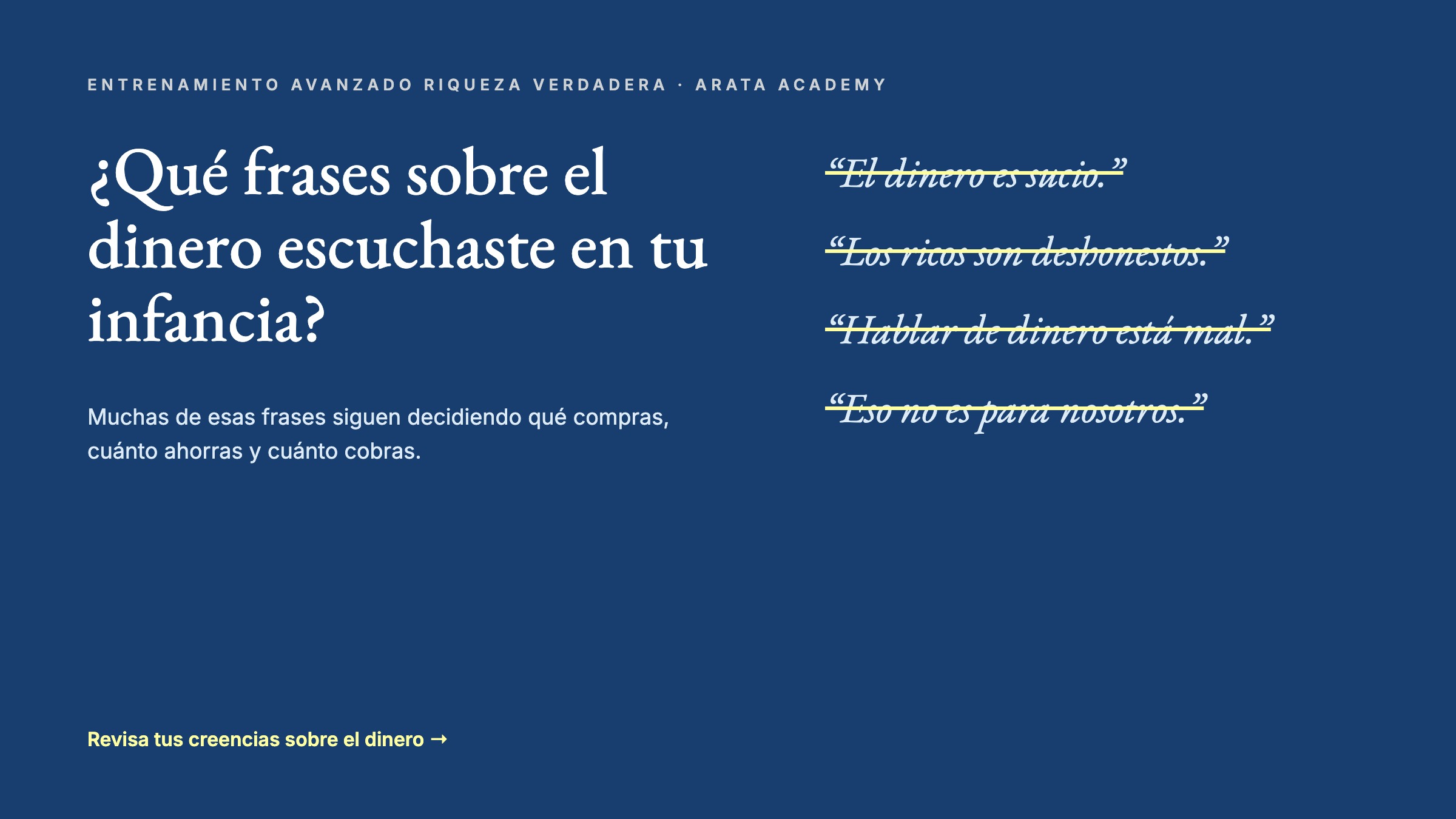 Tabu del Dinero Arata Academy