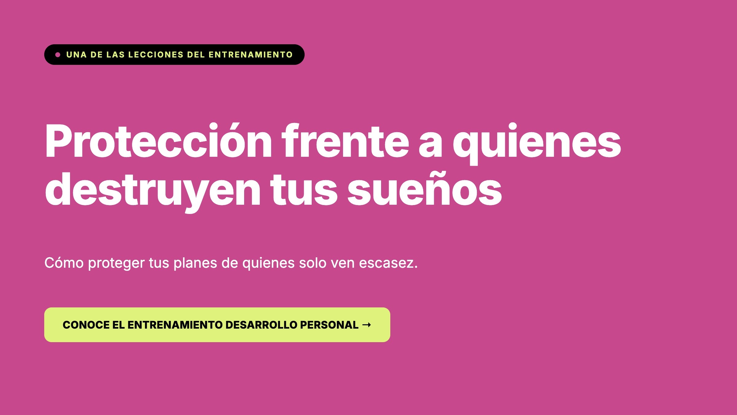 Entrenamiento Desarrollo Personal Arata Academy, proteccion frente a quienes destruyen tus suenos